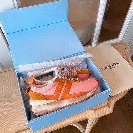 Lanvin Retro Nylon Cowhide Sneakers For Women Pink