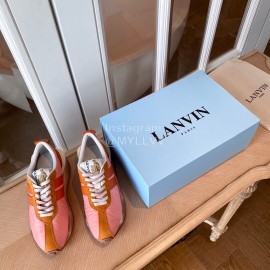 Lanvin Retro Nylon Cowhide Sneakers For Women Pink