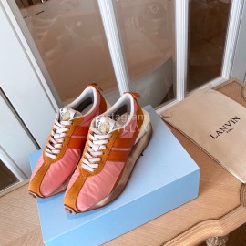 Lanvin Retro Nylon Cowhide Sneakers For Women Pink