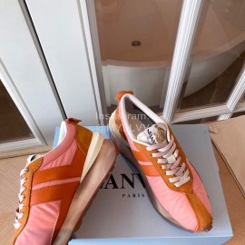 Lanvin Retro Nylon Cowhide Sneakers For Women Pink