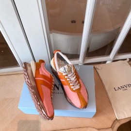 Lanvin Retro Nylon Cowhide Sneakers For Women Pink