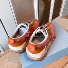 Lanvin Retro Nylon Cowhide Sneakers For Women Pink