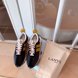 Lanvin Retro Nylon Cowhide Sneakers For Women Yellow