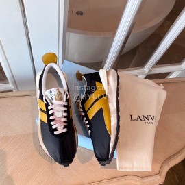 Lanvin Retro Nylon Cowhide Sneakers For Women Yellow