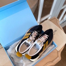 Lanvin Retro Nylon Cowhide Sneakers For Women Yellow