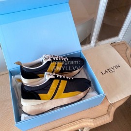 Lanvin Retro Nylon Cowhide Sneakers For Women Yellow