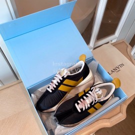 Lanvin Retro Nylon Cowhide Sneakers For Women Yellow