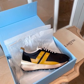 Lanvin Retro Nylon Cowhide Sneakers For Women Yellow