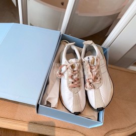 Lanvin Retro Nylon Cowhide Sneakers For Women White