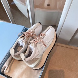 Lanvin Retro Nylon Cowhide Sneakers For Women White