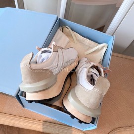 Lanvin Retro Nylon Cowhide Sneakers For Women White