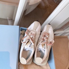 Lanvin Retro Nylon Cowhide Sneakers For Women White