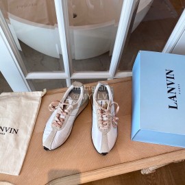 Lanvin Retro Nylon Cowhide Sneakers For Women White