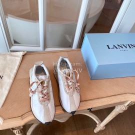 Lanvin Retro Nylon Cowhide Sneakers For Women White