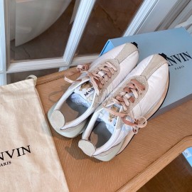Lanvin Retro Nylon Cowhide Sneakers For Women White