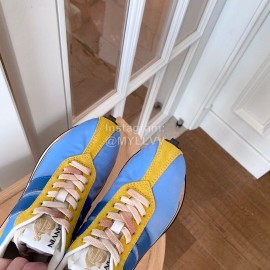 Lanvin Retro Nylon Cowhide Sneakers For Women Blue