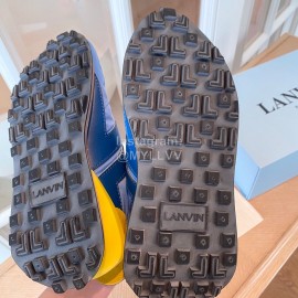 Lanvin Retro Nylon Cowhide Sneakers For Women Blue