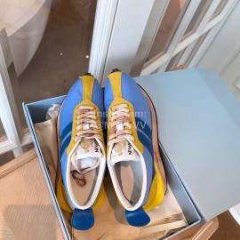 Lanvin Retro Nylon Cowhide Sneakers For Women Blue