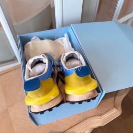 Lanvin Retro Nylon Cowhide Sneakers For Women Blue