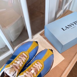 Lanvin Retro Nylon Cowhide Sneakers For Women Blue