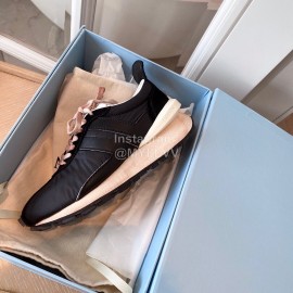 Lanvin Retro Nylon Cowhide Sneakers For Women Black