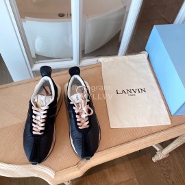Lanvin Retro Nylon Cowhide Sneakers For Women Black