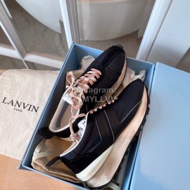 Lanvin Retro Nylon Cowhide Sneakers For Women Black