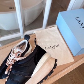 Lanvin Retro Nylon Cowhide Sneakers For Women Black