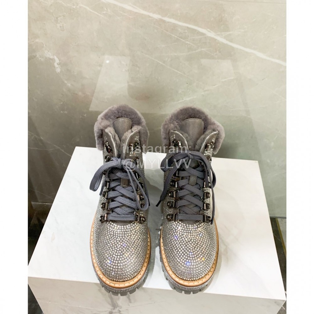 Le Silla Autumn Winter Fashion Wool Diamond Boots For Women Silver