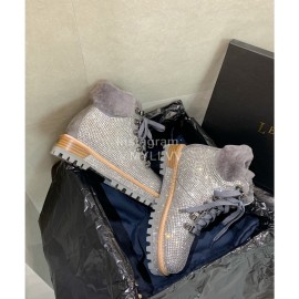 Le Silla Autumn Winter Fashion Wool Diamond Boots For Women Silver