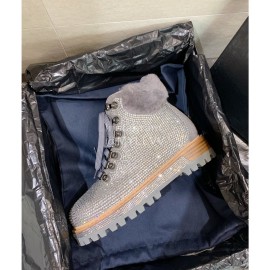 Le Silla Autumn Winter Fashion Wool Diamond Boots For Women Silver