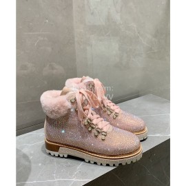 Le Silla Autumn Winter Fashion Wool Diamond Boots For Women Pink