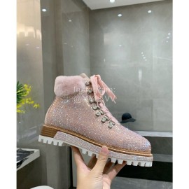 Le Silla Autumn Winter Fashion Wool Diamond Boots For Women Pink
