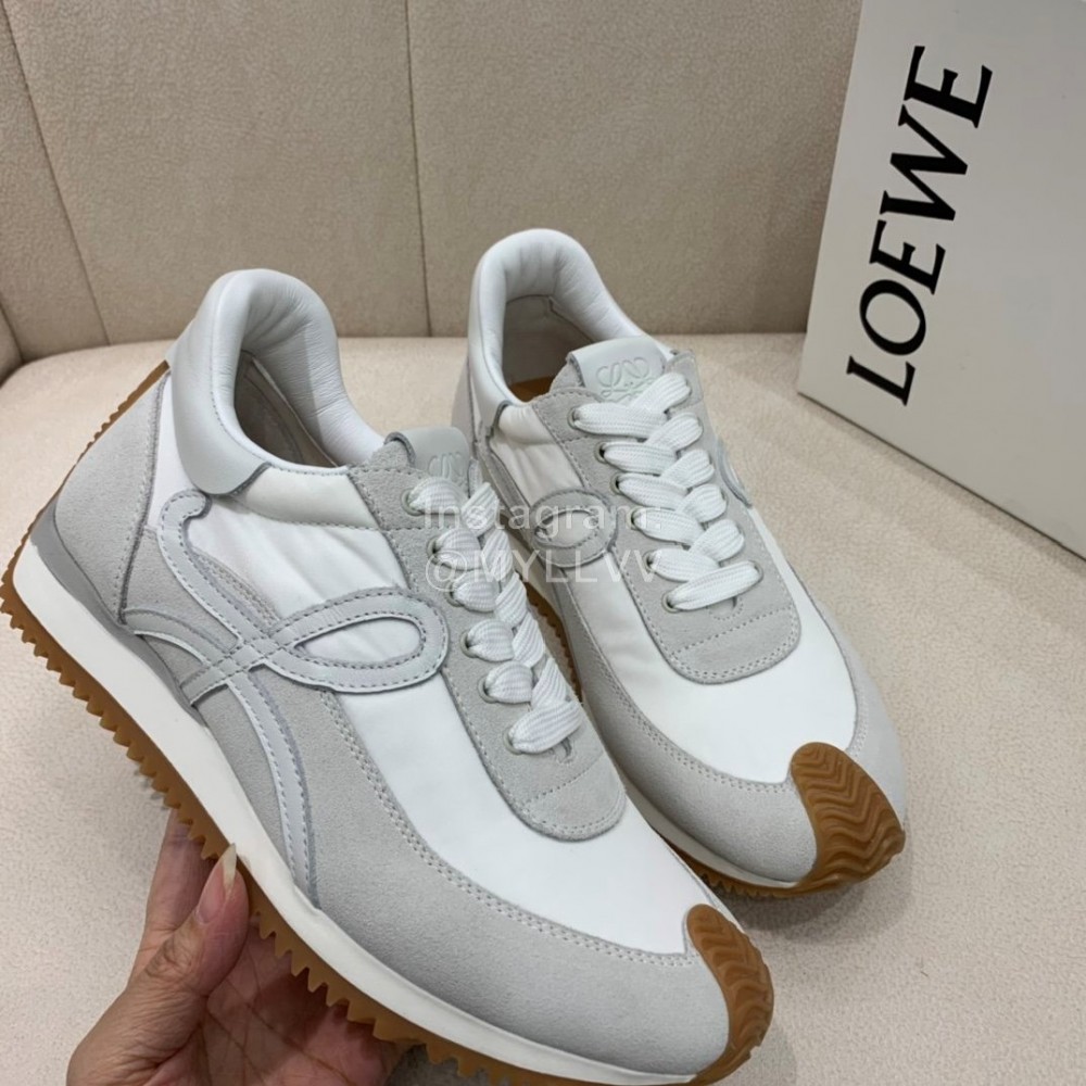 Loewe Fashion Suede Thick Soled Casual Sneakers For Women White