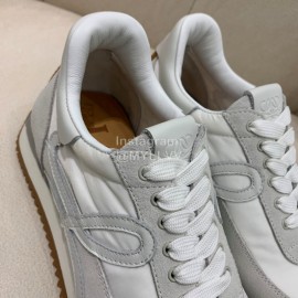 Loewe Fashion Suede Thick Soled Casual Sneakers For Women White