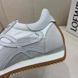 Loewe Fashion Suede Thick Soled Casual Sneakers For Women White