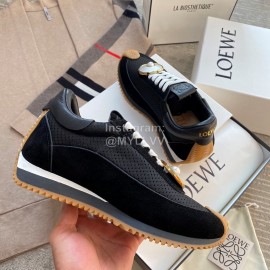 Loewe Lightweight Woven Leather Thick Sole Casual Sneakers For Women Black