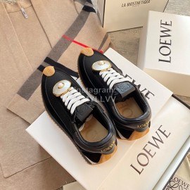 Loewe Lightweight Woven Leather Thick Sole Casual Sneakers For Women Black