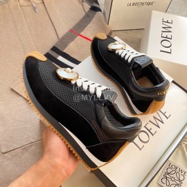 Loewe Lightweight Woven Leather Thick Sole Casual Sneakers For Women Black