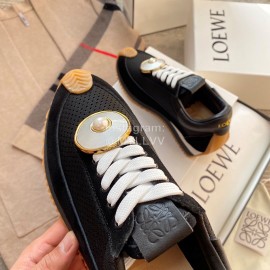 Loewe Lightweight Woven Leather Thick Sole Casual Sneakers For Women Black