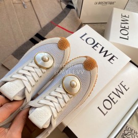 Loewe Lightweight Woven Leather Thick Sole Casual Sneakers For Women White