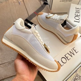 Loewe Lightweight Woven Leather Thick Sole Casual Sneakers For Women White