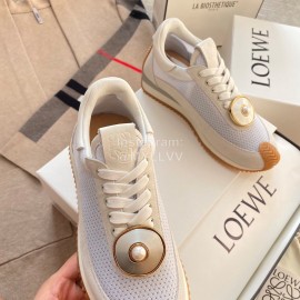 Loewe Lightweight Woven Leather Thick Sole Casual Sneakers For Women White