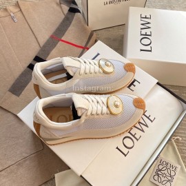 Loewe Lightweight Woven Leather Thick Sole Casual Sneakers For Women White