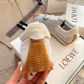 Loewe Lightweight Woven Leather Thick Sole Casual Sneakers For Women White