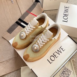 Loewe Lightweight Woven Leather Thick Sole Casual Sneakers For Women Brown