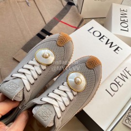 Loewe Lightweight Woven Leather Thick Sole Casual Sneakers For Women Gray