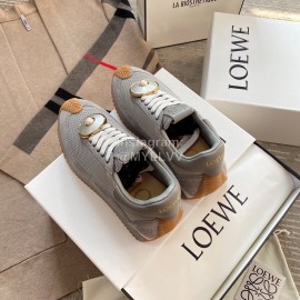 Loewe Lightweight Woven Leather Thick Sole Casual Sneakers For Women Gray