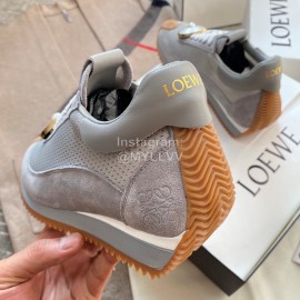 Loewe Lightweight Woven Leather Thick Sole Casual Sneakers For Women Gray