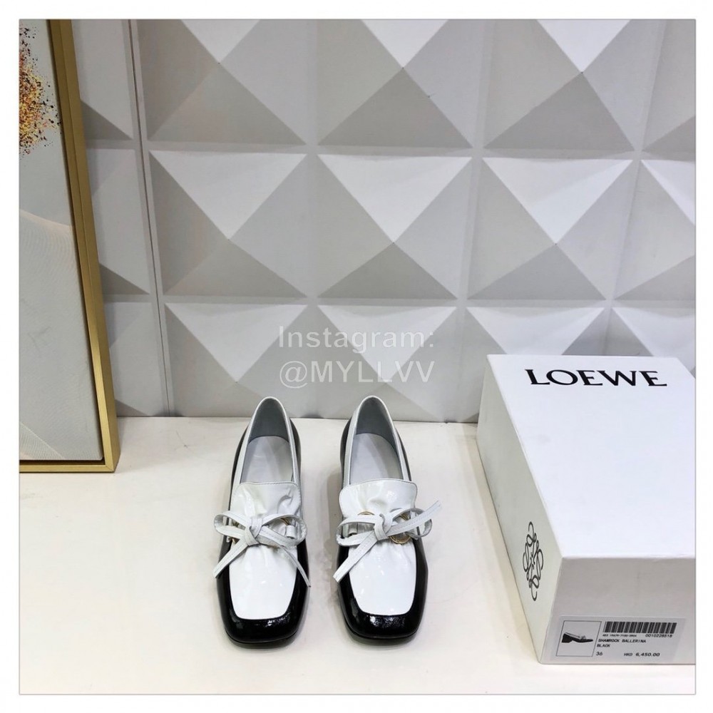 Loewe Soft Leather Bow Vintage High Heel Shoes For Women Black